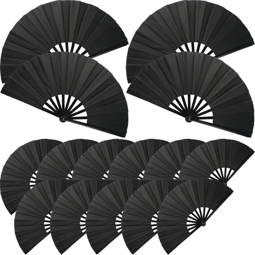 15 abanicos de mano plegables grandes para baile de línea, aplaudiendo, fanáticos rave, a granel para hombres y mujeres, bailando, chino, japonés,