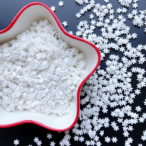 Miniatura 3 de EHOPE - Rodajas de arcilla de polímero blancas con forma de copo de nieve para decoración de uñas, manualidades DIY, pasteles, fundas para teléfono