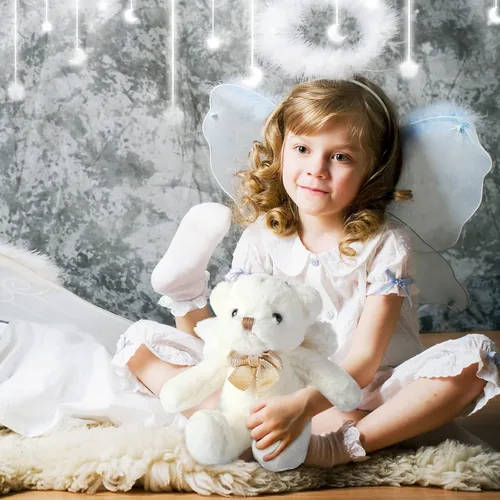 Miniatura 6 de HyDren Animal de peluche de oso de ángel con alas, muñecas de oso blanco para niños y niñas, regalo de cumpleaños (peluche, clásico)