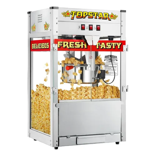 Máquina de Palomitas Top Star - Hervidor de Acero Inoxidable de 12 oz, Bandeja para Granos Rechazados, Luz de Calentamiento y Accesorios de Great