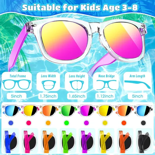 Miniatura 11 de Joycover Lentes de sol para niños a granel, recuerdo de fiesta para niños de 4 a 8 años, 24 lentes de sol translúcidos para niños con protección UV
