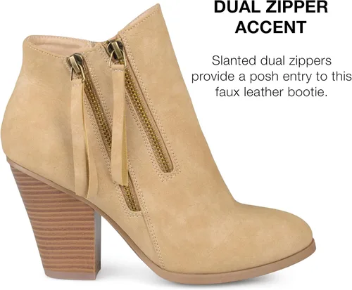 Miniatura 3 de Journee Collection Vally - Botines de moda para mujer, con doble borla, con cremallera, tacón grueso, punta redonda