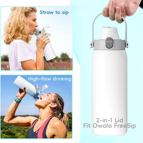 Miniatura 5 de Tapa 2 en 1 para tazas Owala Freesip, tapa de repuesto para Owala de 16 onzas, 24 onzas, 25 onzas, 32 onzas, 40 onzas, tapa superior de botella
