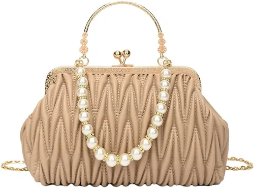Solyinne Bolso de mano para mujer, bolso de noche con perlas, sobre para noche, novia, boda, fiesta, club, bolsos cruzados