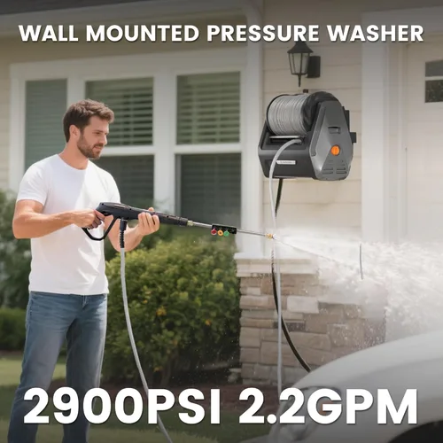 Miniatura 2 de Giraffe Tools Grandfalls - Hidrolavadora retráctil de montaje en pared Plus, máximo 2900 PSI 2.2 GPM, hidrolavadora eléctrica con manguera