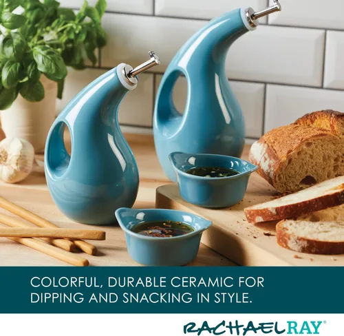 Miniatura 3 de Rachael Ray Serveware Ceramics AOVE y Ramekin - Juego de 4 piezas, color azul agave