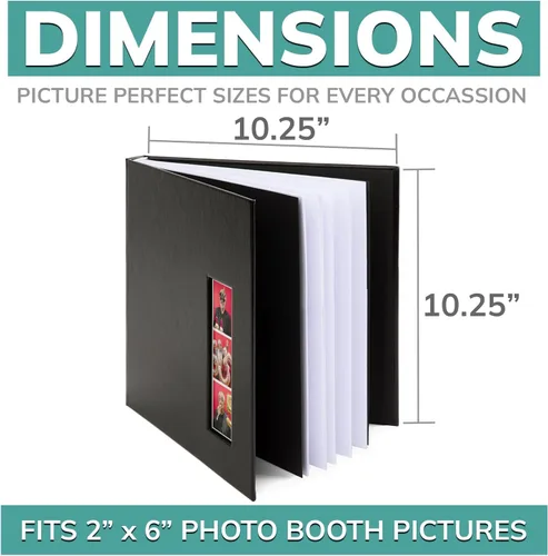 Miniatura 2 de PBF - Álbum de fotos para cabina de fotos, libro de invitados con insertos de imagen transparentes de 2 x 6, cubierta negra con fundas de plástico