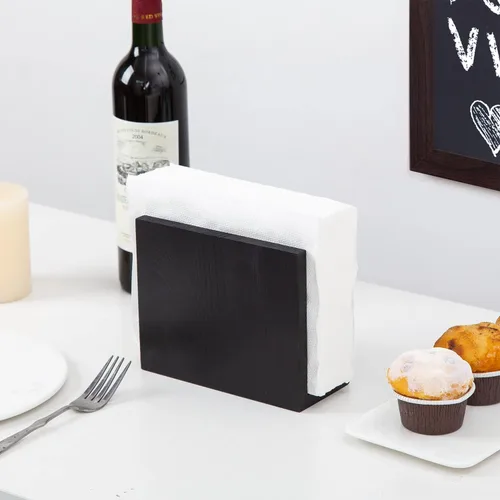 Miniatura 5 de Servilletero de papel de madera rústica, dispensador de almacenamiento de servilletas para mesas, accesorios de oficina de cocina para restaurantes