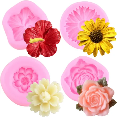 Molde de silicona de flor de hibisco, moldes de fondant de orquídeas de hibisco, molde de flores de crisantemo, moldes de flores de cerezo para