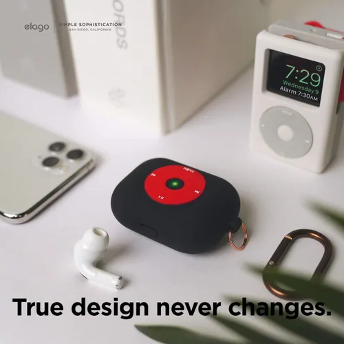 Miniatura 2 de elago AW6 - Funda compatible con AirPods Pro, diseño de reproductor de música clásica retro con llavero, silicona duradera, diseño clásico