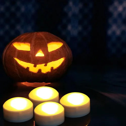 Miniatura 3 de Paquete de 3 faroles de calabaza de Halloween, funciona con pilas, luces LED con control remoto y temporizador, velas LED sin llama y linterna
