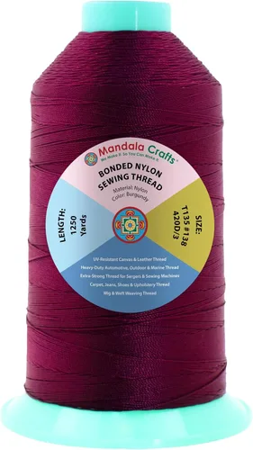 Miniatura 411 de Mandala Crafts - Hilo de nailon para coser cuero, tapicería, mezclilla y para trenzar el pelo; resistente, 1500 yardas, tamaño 69 T70 Marrón