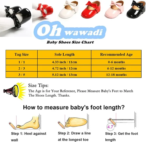 Miniatura 6 de Ohwawadi Zapatos de bebé para niña, zapatos planos Mary Jane de princesa para vestido de boda, zapatos de cuna para recién nacidos, bebés, bebés