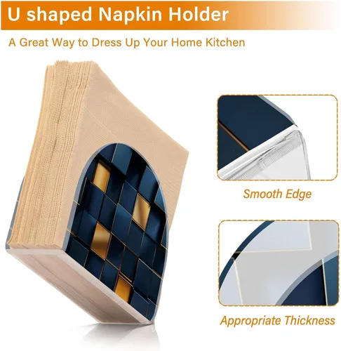 Miniatura 4 de Black and Gold Style Acrylic Napkin Holder for Outdoor, Dining, Freestanding Table Napkin Dispenser for Home Decor for Bathroom, Restaurant