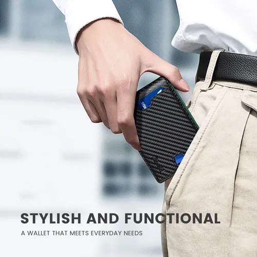 Miniatura 33 de Zitahli Billetera para hombre, de piel fina, con bloqueo RFID, minimalista, plegable, tarjetero con caja de regalo