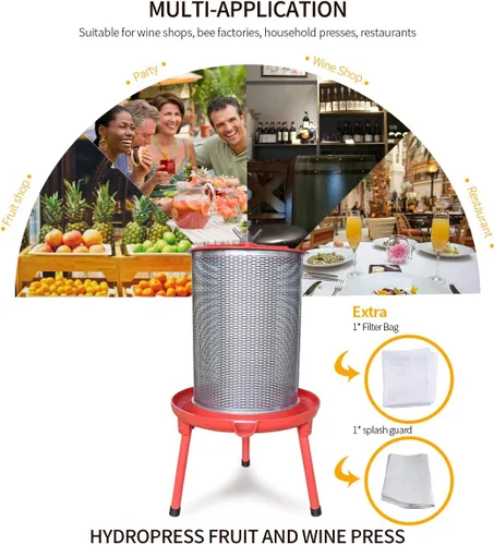 Miniatura 2 de Prensa hidráulica para vino de frutas, sin electricidad/con agua, para hacer jugo natural