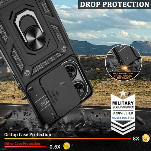 Miniatura 5 de Gritup Funda compatible con OnePlus Nord N30 5G con cubierta deslizante para cámara y protector de pantalla (paquete de 2), soporte de anillo Negro