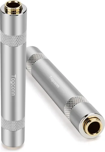 Miniatura 6 de Paquete de 2 acopladores de audio auxiliar TRS de 1/8 de pulgada y 0.138 in, conector de audio estéreo TRS hembra a hembra chapado en oro, conector