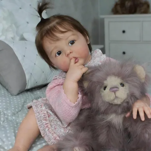 Miniatura 10 de 20 pulgadas dormido bebé Reborn 3D pintura piel con venas visibles cuerpo muñeca de tela, vinilo suave juguete de niña recién nacida como un Muñeca