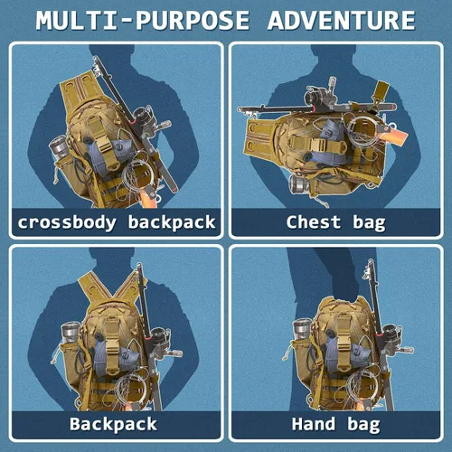 Miniatura 5 de Aertiavty Mochila de pesca, bolsa de pesca con caja de aparejos, bolsa de aparejos de pesca compacta, mochila de aparejos de pesca con soporte