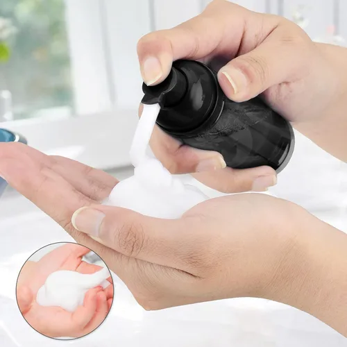 Miniatura 2 de Botella de espuma de 2 onzas, dispensador de bomba de espuma vacía para jabón de manos, limpiador de pestañas, champú para viajar, 10 Negro