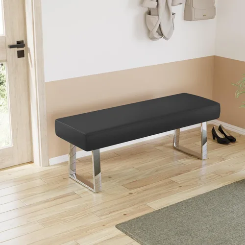 Miniatura 6 de JIEXI Banco de dormitorio con extremo de cama, banco tapizado, esquinero para interiores, reposapiés pequeño con patas de metal, para cocina, Negro