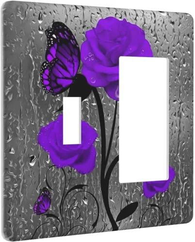 Miniatura 129 de Cubierta de interruptor de luz rosa brillante con purpurina de 1 banda, sin dispositivo, placa de pared en blanco decorativa para adolescentes, Rosa