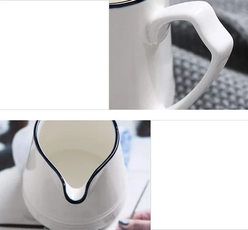 Miniatura 4 de FUYU Juego de crema de cerámica blanca y azúcar para servir café