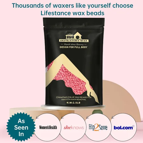 Miniatura 7 de Lifestance Kit de granos de cera para depilación, Rosado, 1.13kg con 30 aplicadores para cejas, cara, axilas, depilación en bikini, para pieles