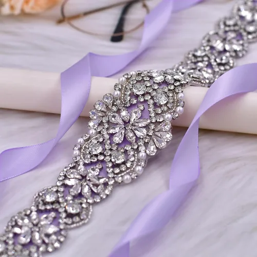 Miniatura 37 de azaleas Cinturón de boda fino de cristal para mujer, cinturón de novia para boda, dama de honor, accesorios de vestido de niña de las flores, 16