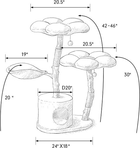 Miniatura 7 de KBSPETS Árbol floral de madera para gatos, torre de gato de madera, casa moderna para gatos, muebles de gato, regalo para gatos, condominio de lujo