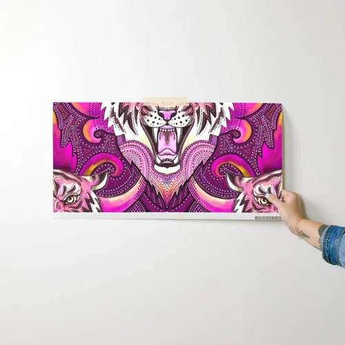 Miniatura 7 de Spoonflower Muestro de papel tapiz extraíble - Pink Tigers Purple Orange Maximalist XL Jungle - Papel pintado prepegado personalizado