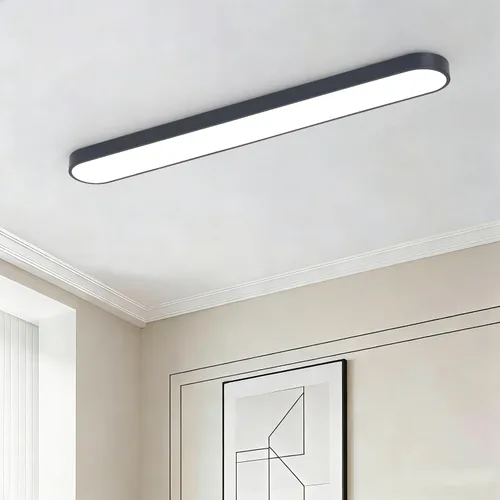 Miniatura 18 de Lámpara de techo lineal de 23.6 pulgadas, LED moderna de 40 W, lámpara de techo simple negra, iluminación de techo de perfil bajo para dormitorio