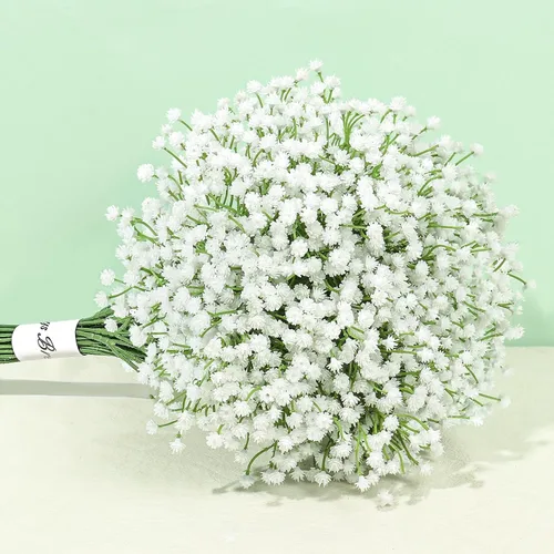 Miniatura 7 de Pusuny Babys Breath - Flores artificiales a granel, 12 piezas de gypsophila flores azules falsas de aliento de bebé, ramos de flores de tacto real
