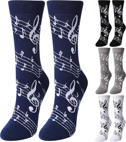 4 pares de calcetines de vestir musicales para hombre, calcetines de guitarra, calcetines novedosos, para amantes de la música, regalos de