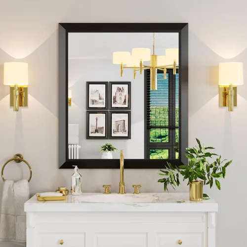 Miniatura 83 de Amorho Espejo de Baño Negro, Espejos de Pared de 24x30 Pulgadas con Marco de Metal Grueso para Sobre el Fregadero, Dormitorio, Sala de Estar