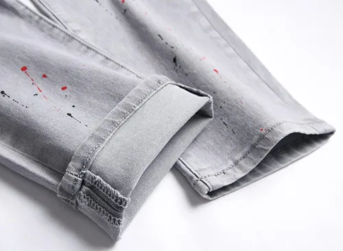 Miniatura 7 de AITITIA Jeans elásticos rasgados de ajuste regular para hombre