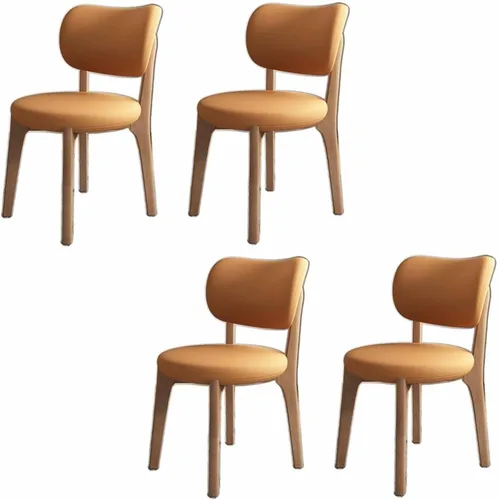 Miniatura 35 de Juego de 2 sillas de comedor tapizadas de cuero suave, sillas de comedor de madera maciza, con asiento acolchado y patas de madera para cocina, sala