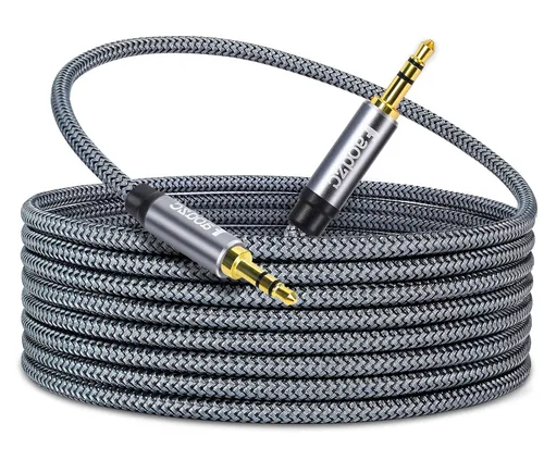 Cable auxiliar de audio de 10 pies de 0.138 in, cable auxiliar macho a macho, cable de audio estéreo de nailon trenzado, cable auxiliar para