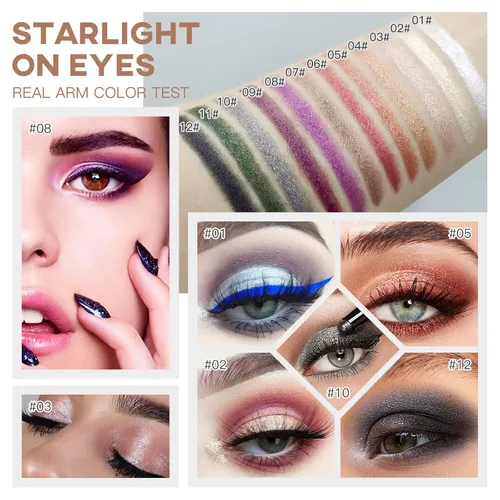 Miniatura 5 de LOKFAR 3 lápices de sombra de ojos en barra de maquillaje cosméticos iluminadores de ojos, lápiz de sombra de ojos en crema giratorio impermeable
