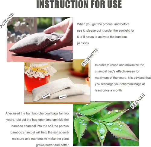 Miniatura 7 de Paquete de 6 bolsas desodorizantes de carbón para zapatos, removedor de olores y eliminador de olores, bolsas purificadoras de aire de carbón