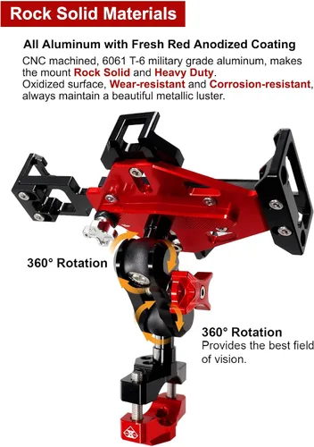 Miniatura 3 de Soporte de metal para teléfono de motocicleta, sólido y antirrobo, soporte para teléfono celular resistente, compatible con Harley Davidson y la Rojo