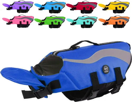 Miniatura 13 de EMUST Chalecos salvavidas ajustables para perros pequeños con flotabilidad mejorada, chaleco de natación para perros pequeños con asa de rescate