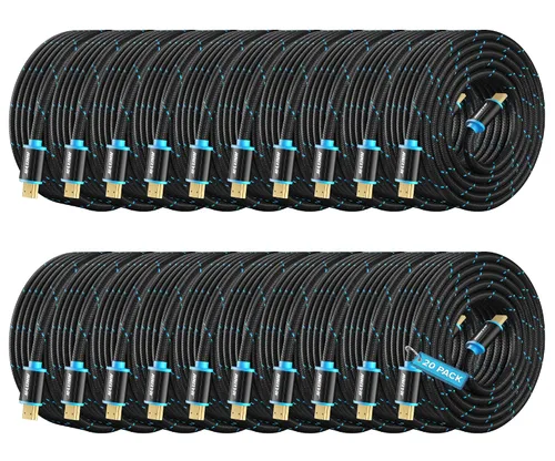 Miniatura 21 de Maximm - Cable HDMI 2.0 4K de alta velocidad (incluye clips de cable, empates y adaptador de ángulo recto) en múltiples tamaños y paquetes Azul - 1