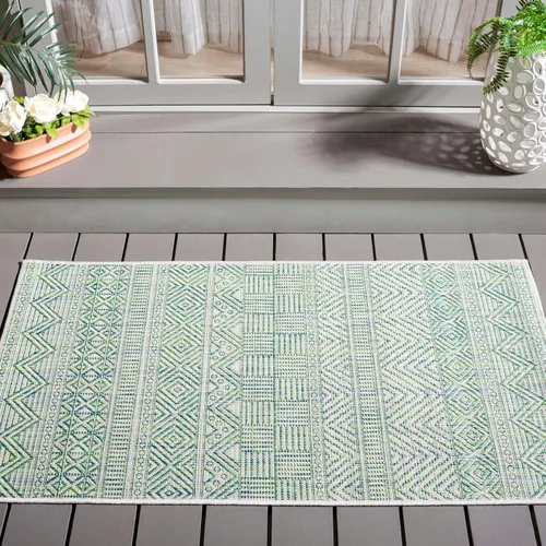 Miniatura 22 de SAFAVIEH Alfombra lavable para exteriores, colección Courtyard de 2.3 x 16 pies, color negro y gris, no desprende pelusa y de fácil limpieza, ideal