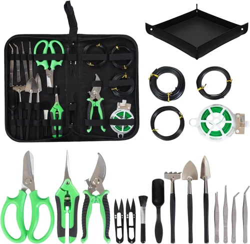 Kit de Herramientas para Bonsái de 20 Piezas, Juego de Herramientas de Jardín para Principiantes, Regalos de Jardinería para Mujeres y Hombres,