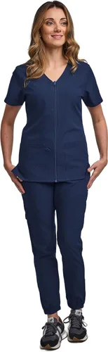 Green Town Conjunto de ropa quirúrgica para mujer, pantalón deportivo y conjunto de ropa quirúrgica con cremallera completa, 6 bolsillos, uniforme