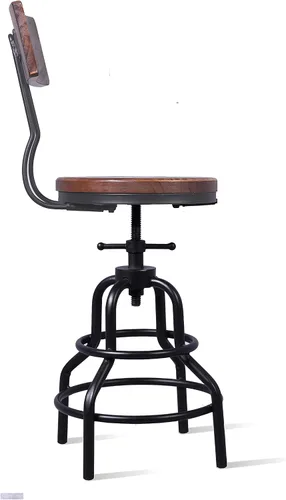 Miniatura 6 de Taburete de mostrador industrial vintage, silla giratoria ajustable de altura de encimera de cocina, taburete con marco de metal, 20.47-26.77