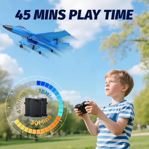 Miniatura 6 de Avión RC de espuma con 3 baterías, avión de control remoto RC Jet helicóptero avión para niños, adultos principiantes, caza RC fácil de volar, avión