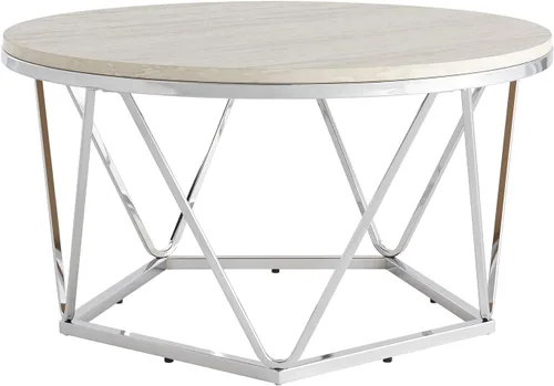 Miniatura 7 de SEI Furniture Mesa de cóctel Luna, Plata, travertino de imitación